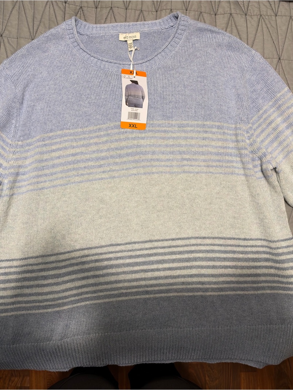 Ella Moss Blue & White Striped Knit Sweater XXL NWT